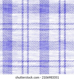Peri purple plaid tartan color of the year seamless pattern texture. Tonal grunge check trendy textured background. Soft blue white washed out textile effect material. Grunge jpg raster tile.