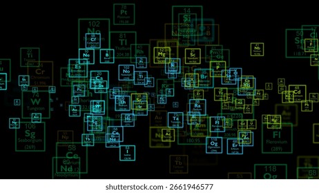 Periodic table background illustration, Periodic table of the Elements - Chemistry, Background of the chemical elements of the periodic table.
