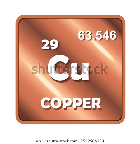 The Periodic Table of the Elements. Copper. Science education illustration
