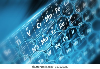 Periodic Table With Molecules Concept Illustration. 