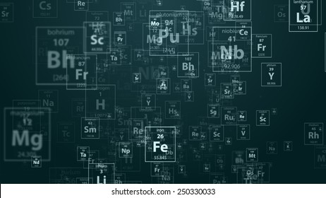 Периодические химические элементы на темно-синем фоне