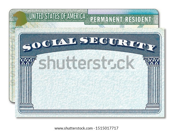 Permanent Resident Green Card Social Security Stock Illustration 1515017717