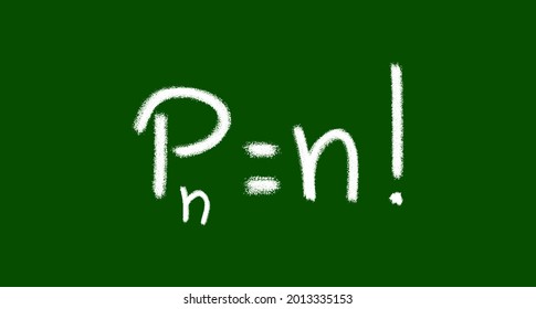 Permutation Formula On Blackboard Written In White Chalk
