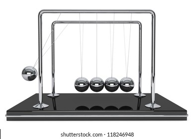 Perpetual Motion Concept. Spheres Of Newton On A White Background