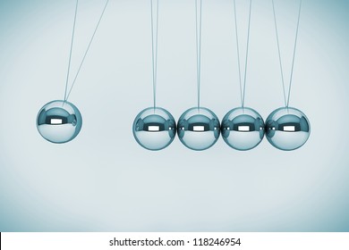 Perpetual Motion Concept. Spheres Of Newton On A White Background