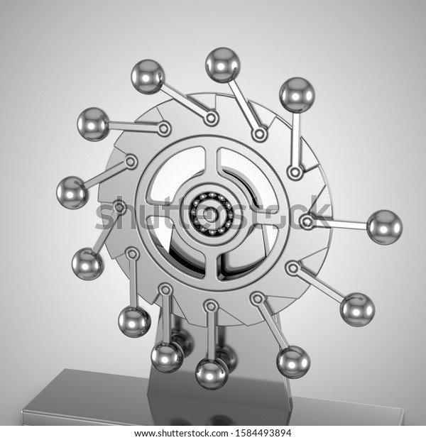 Perpetual\
Motion Machine. Gray background, 3d\
rendering
