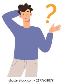 Perplexed Guy Question Marks Isolated Flat Stock Illustration ...