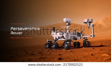 Perseverance Mars rover 3D illustration poster Foto d'archivio © 