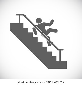 Person Fall Stairs Incident Icon Isolated On White