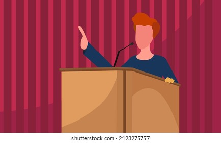 Person Giving Speech Podium Stock Illustration 2123275757