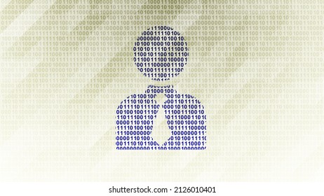 Person Icon On Binary Code ( Array Of Bits ). Illustration.