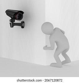 Person Looks Out Corner 3d Illustration Stock Illustration 2067120872