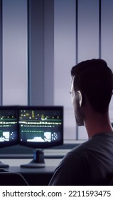 A Person Seated At A Computer Terminal, Their Eyes Focused Intently On The Screen In Front Of Them