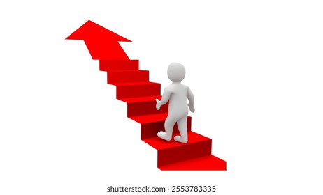 A person walking upstairs, symbolizing growth, progress, and success. The visual conveys the idea of personal development, career advancement, or achieving goals. - Powered by Shutterstock