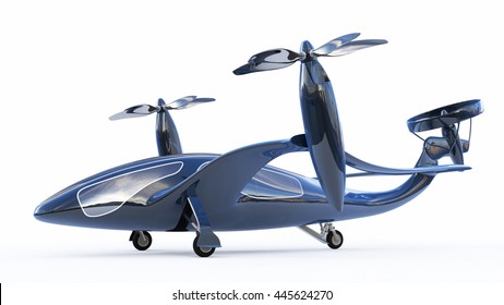 Personal Air Vehicle, Flying Car Of  The Future  3d Concept, Future Car, Futuristic Vehicle Concept Isolated On White Background,  Air Car Concept - 3D Rendering