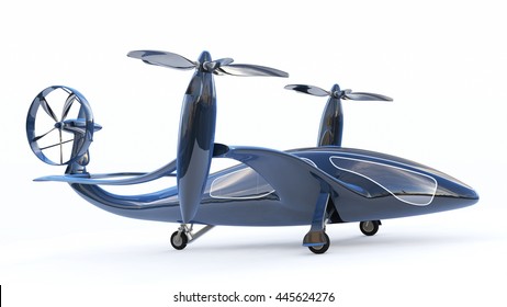 Personal Air Vehicle, Flying Car Of  The Future  3d Concept, Future Car, Futuristic Vehicle Concept Isolated On White Background,  Air Car Concept - 3D Rendering