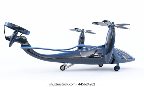 Personal Air Vehicle, Flying Car Of  The Future  3d Concept, Future Car, Futuristic Vehicle Concept Isolated On White Background,  Air Car Concept - 3D Rendering