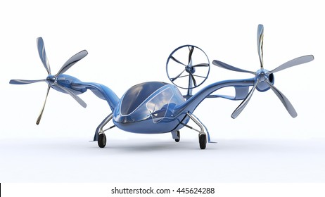 Personal Air Vehicle, Flying Car Of  The Future  3d Concept, Future Car, Futuristic Vehicle Concept Isolated On White Background,  Air Car Concept - 3D Rendering