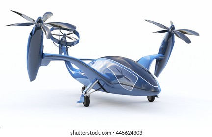 Personal Air Vehicle, Flying Car Of  The Future  3d Concept, Future Car, Futuristic Vehicle Concept Isolated On White Background,  Air Car Concept - 3D Rendering