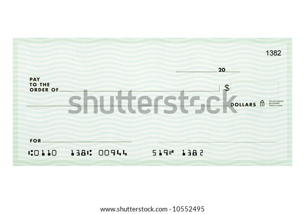 Personal Check Without Names Addresses Fake Stock Illustration 10552495
