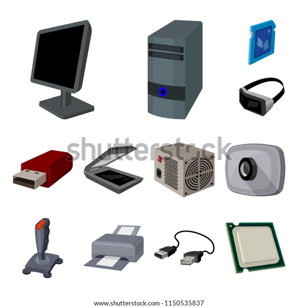 Personal Computer Cartoon Icons Set Collection Stock Illustration ...