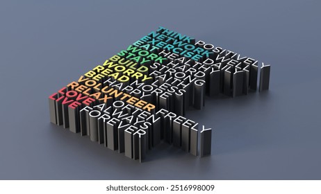 Personal Growth and Life Knowledge Inspiration Quote in Bold 3D Text Rendering - Powered by Shutterstock