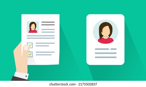 Personal Profile Data Info File Icon Or Employee Credential Account Information Document Flat Cartoon Illustration, Student Or Customer User Id Contact Details Modern Cv