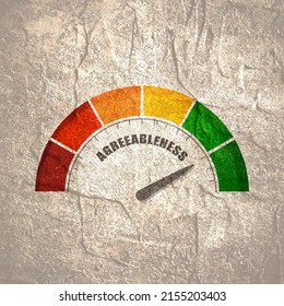 Personality Trait Of Agreeableness Measuring Device With Arrow And Scale.