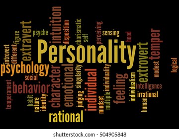 Personality Word Cloud Concept On Black Stock Illustration 504905848 ...