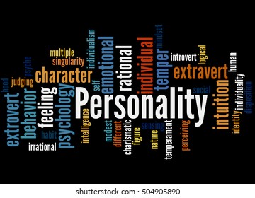 Personality Word Cloud Concept On Black Stock Illustration 504905890 ...