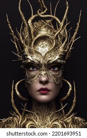 Personification Of Greed Carnival Woman In Fantasy Crown Digital Art 3D Render