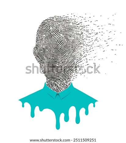 person's head, fingerprint instead of head, creative illustration about human identity