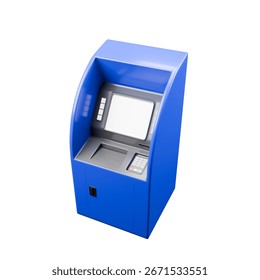 Perspective 3D Rendered of White Screen ATM or CDM Illustration