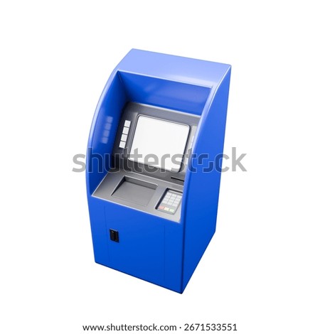 Perspective 3D Rendered of White Screen ATM or CDM Illustration