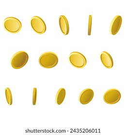 Perspective Animation Sequence Isometric gold Coin Rotate Sprite Sheet