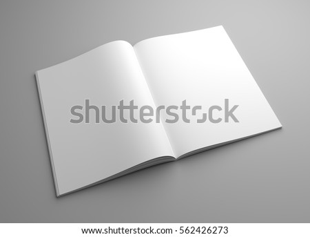 Perspective blank 3D illustration opened magazine mock-up.
