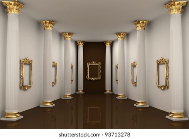 Perspective Of Gallery Walls With Corinthian Order Column