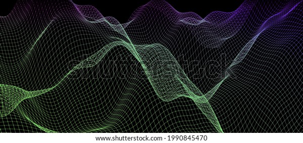 Perspective\
grid of lines and dots. Network or connection. Abstract digital\
background of points and lines. Glowing plexus. Big data. Abstract\
technology science background. 3d\
rendering