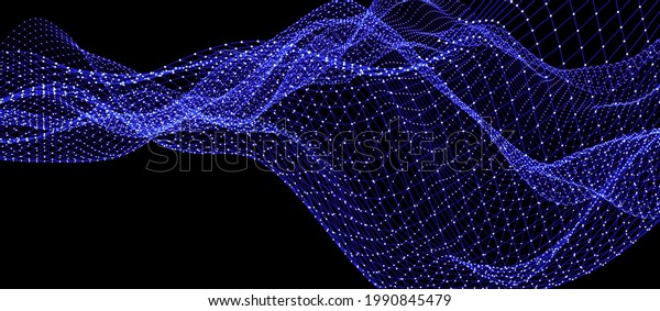 Perspective\
grid of lines and dots. Network or connection. Abstract digital\
background of points and lines. Glowing plexus. Big data. Abstract\
technology science background. 3d\
rendering