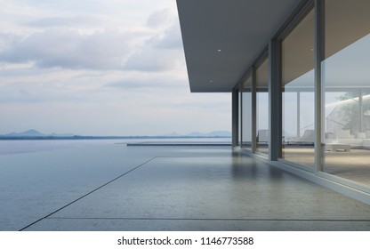 Perspective Modern Building Terrace Swimming Pool Stock Illustration ...