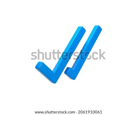 Perspective view 3d rendering blue color seen icon. 
3d Seen icon with white background