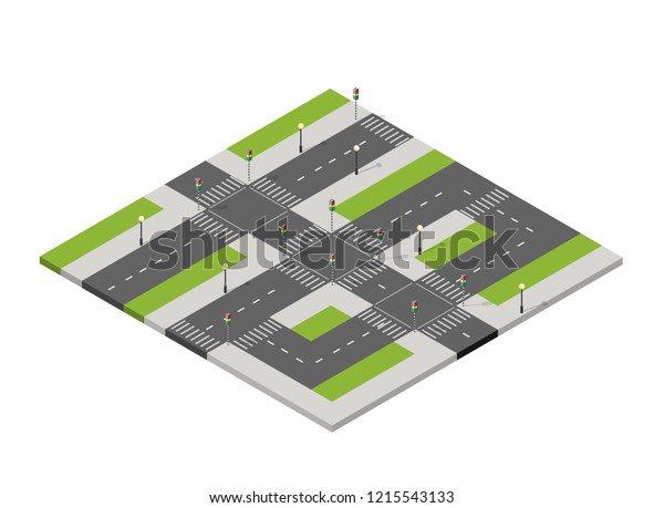 Perspective view from above to the city\
quarter of the highway intersection of streets urban landscape view\
town\
infrastructure