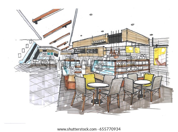 Perspective View Bakery Supermarket Stock Illustration 655770934