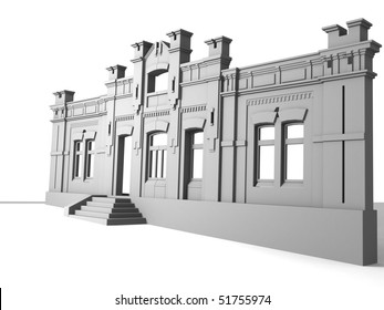 Perspective view of classic facade of a building