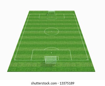 Perspective View Of An Empty Soccer Field -3d Rendering