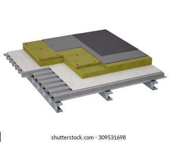 A Perspective View Of A Flat Roof Insulation