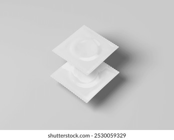 Perspective view floating two condom package mockup