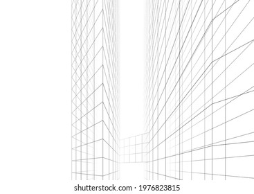 Perspective view of modern architecture 3d illustration