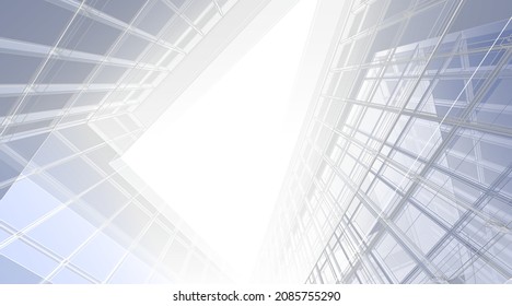 Perspective view of modern architecture 3d illustration