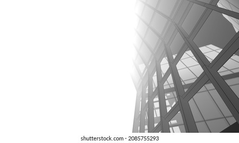 Perspective view of modern architecture 3d illustration